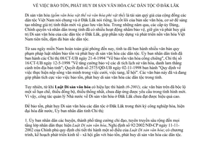 Chỉ thị 25/2006/CT-UBND bảo tồn phát huy di sản văn hóa các dân tộc ở Đắk Lắk