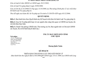 Quyết định 68/2006/QĐ-UBND triển khai thi hành Luật Trợ giúp pháp lý Long An