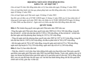 Nghị quyết 19/2006/NQ-HĐND Tổng quyết toán ngân sách Nhà nước 2005 Bình Dương