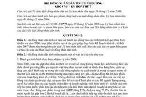 Nghị quyết 18/2006/NQ-HĐND Kế hoạch phát triển kinh tế xã hội 2007 Bình Dương