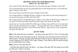 Nghị quyết 23/2006/NQ-HĐND Kế hoạch vốn đầu tư xây dựng cơ bản 2007 Bình Dương