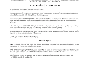 Quyết định 89/2006/QĐ-UBND vị trí chức năng nhiệm vụ Sở Thương mại Du lịch Lào Cai