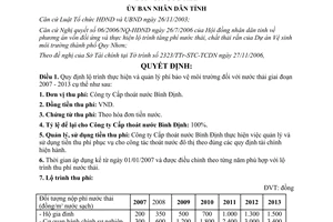Quyết định 129/2006/QĐ-UBND phí bảo vệ môi trường đối với nước thải Bình Định