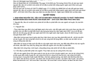 Nghị quyết 22/2006/NQ-HĐND nguyên tắc, tiêu chí định mức phân bổ chi