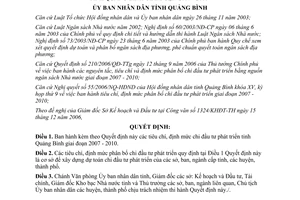 Quyết định 54/2006/QĐ-UBND tiêu chí định mức phân bổ chi đầu tư phát triển Quảng Bình 2007 2010