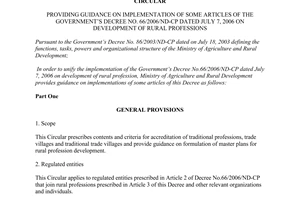 Circular 116/2006/TT-BNN guidance implementation 66/2006/ND-CP development rural professions