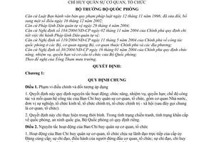 Quyết định 209/2006/QĐ-BQP  quy chế hoạt động Ban Chỉ huy quân sự cơ quan, tổ chức