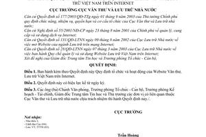 Quyết định 247/QĐ-VTLTNN tổ chức hoạt động website văn thư, lưu trữ Việt Nam trên internet