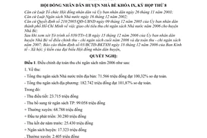 Nghị quyết 06/2006/NQ-HĐND điều chỉnh dự toán ngân sách năm 2006 và dự toán thu chi ngân sách năm 2007