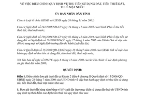 Quyết định 41/2006/QĐ-UBND điều chỉnh quy định thu tiền sử dụng thuê đất