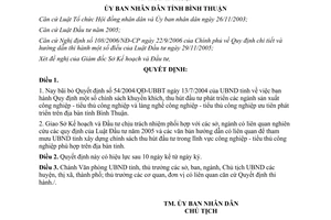 Quyết định 103/2006/QĐ-UBND bãi bỏ Quyết định 54/2004/QĐ-UBBT Bình Thuận