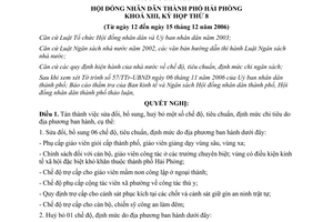 Nghị quyết 22/2006/NQ-HĐND định mức chi tiêu do địa phương ban hành