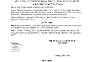 Quyết định 71/2006/QĐ-UBND nhiệm vụ quản lý nhà nước bưu chính viễn thông công nghệ thông tin Long An