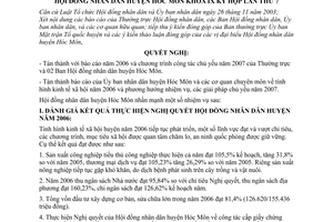 Nghị quyết 01/2006/NQ-HĐND nhiệm vụ kinh tế - xã hội năm 2007 huyện Hóc Môn