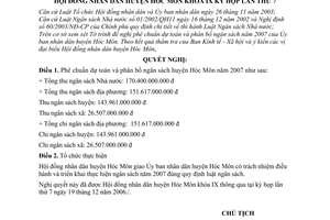 Nghị quyết 04/2006/NQ-HĐND phê chuẩn dự toán và phân bổ ngân sách năm 2007