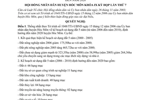 Nghị quyết 05/2006/NQ-HĐND kế hoạch sử dụng đất 5 năm (từ năm 2006 đến năm 2010) định hướng đến năm 2020