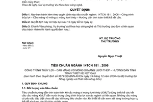 Quyết định 3879/QĐ-BNN-KHCN tiêu chuẩn ngành: 14TCN 181 : 2006