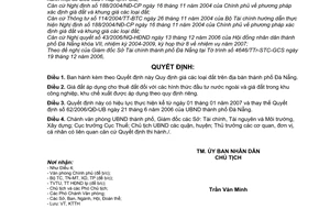 Quyết định 107/2006/QĐ-UBND  giá đất  thành phố Đà Nẵng
