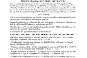 Nghị quyết 15/2006/NQ-HĐND nhiệm vụ kinh tế - xã hội năm 2007 Quận 5