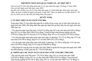Nghị quyết 16/2006/NQ-HĐND thực hiện ngân sách năm 2006, dự toán và phân bổ ngân sách năm 2007