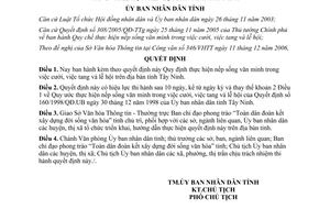 Quyết định 286/2006/QĐ-UBND thực hiện văn minh trong việc cưới việc tang lễ hội Tây Ninh