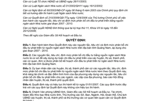 Quyết định 58/2006/QĐ-UBND định mức phân bổ chi đầu tư phát triển nguồn ngân sách 2007 2010 Quảng Nam