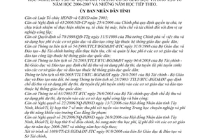 Quyết định 288/2006/QĐ-UBND mức thu học phí, thu xây dựng trường học; thu phí, lệ phí học nghề, đào tạo áp dụng cơ sở GD-ĐT 2006-2007