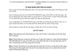Quyết định 50/2006/QĐ-UBND Tổ chức và hoạt động của Sở Xây dựng tỉnh An Giang