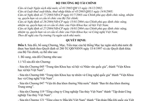 Quyết định 74/2006/QĐ-BTC sửa đổi hệ thống Mục lục Ngân sách nhà nước