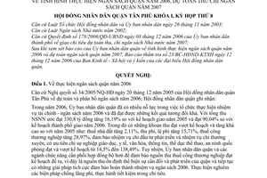 Nghị quyết 49/2006/NQ-HĐND tình hình thực hiện ngân sách quận năm 2006, dự toán thu chi ngân sách quận năm 2007