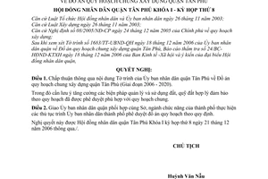 Nghị quyết 48/2006/NQ-HĐND đồ án quy hoạch chung xây dựng quận Tân Phú Quận Tân Phú