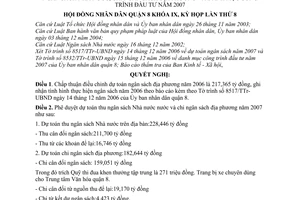 Nghị quyết 05/2006/NQ-HĐND dự toán ngân sách địa phương năm 2006, thu ngân sách Nhà nước, chi ngân sách địa phương và danh mục công trình 2007