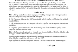 Nghị quyết 149/2006/NQ-HĐND đầu tư xây dựng cơ bản nguồn vốn ngân sách năm 2007 Quận Tân Bình