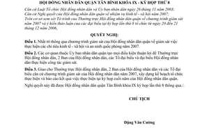 Nghị quyết 150/2006/NQ-HĐND chương trình giám sát năm 2007 Quận Tân Bình