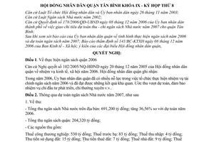 Nghị quyết 148/2006/NQ-HĐND tình hình thực hiện ngân sách quận năm 2006, dự toán ngân sách năm 200Quận Tân Bình