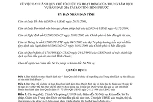 Quyết định 121/2006/QĐ-UBND Trung tâm Dịch vụ bán đấu giá tài sản Bình Phước