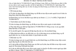 Thông tư 10/2006/TT-NHNN tổ chức tín dụng cho khách hàng vay đầu tư trực tiếp ra nước ngoài