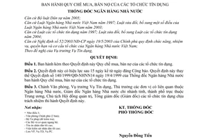 Quyết định 59/2006/QĐ-NHNN Quy chế mua, bán nợ của tổ chức tín dụng