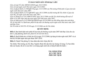 Quyết định 35/2006/QĐ-UBND định mức phân bổ dự toán chi thường xuyên ngân sách nhà nước năm 2007