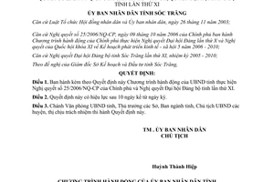 Quyết định 49/2006/QĐ-UBND thực hiện 25/2006/NQ-CP phát triển kinh tế xã hội 2006 2010 Sóc Trăng