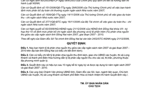 Quyết định 91/2006/QĐ-UBND Phân chia ngân sách Đồng Nai giai đoạn 2007 - 2010