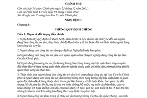 Nghị định 153/2006/NĐ-CP khám chữa bệnh tiêu chuẩn vật chất y tế đối với người đang làm công tác cơ yếu thực hiện Bảo hiểm y tế bắt buộc