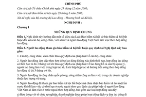 Nghị định 152/2006/NĐ-CP bảo hiểm xã hội bắt buộc hướng dẫn Luật Bảo hiểm xã hội