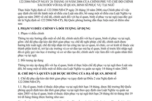 Thông tư 213/2006/TT-BQP chế độ, chính sách hạ sĩ quan, binh sĩ phục vụ tại ngũ hướng dẫn thực hiện 122/2006/NĐ-CP