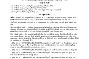 Nghị định 154/2006/NĐ-CP xử lý vi phạm hành chính trong thuỷ sản sửa đổi NĐ 128/2005/NĐ-CP