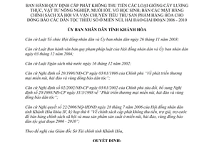 Quyết định 95/2006/QĐ-UBND cấp phát không thu tiền cây lương thực 2006 2010 Khánh Hòa