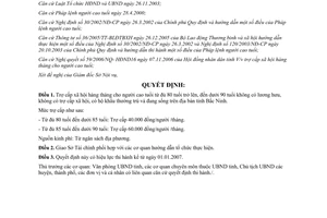 Quyết định 139/2006/QĐ-UBND trợ cấp xã hội hàng tháng cho người cao tuổi Bắc Ninh