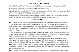 Quyết định 271/2006/QĐ-UBND phân bổ dự toán ngân sách tỉnh 2007 Bình Dương