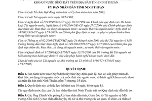 Quyết định 337/2006/QĐ-UBND quản lý khai thác sử dụng tài nguyên nước Ninh Thuận