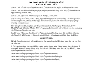 Nghị quyết 27/2006/NQ-HĐND về Quy định tạm thời khoản chi cho hoạt động của Hội